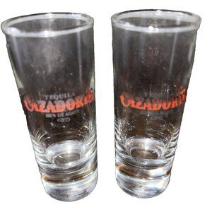 Pair Tequila 4.25” Cazadores 100% De Agave Tall Shot Glasses Liquor Barware